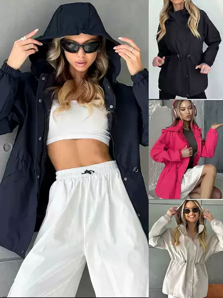 Cross-Border 2025 European and American Women's Fashion Autumn New Amazon Waterproof Jacket Slim-Fit Windbreaker Windproof Outdoor Jacket
