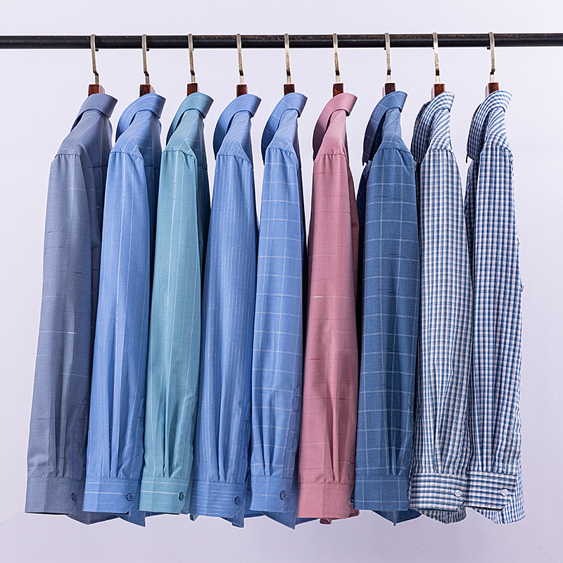 Spring and Summer New Style Men's New Casual Plaid Long-Sleeved Shirt, Breathable Quality, Middle-Aged Dad Wear, No-Iron Shirt