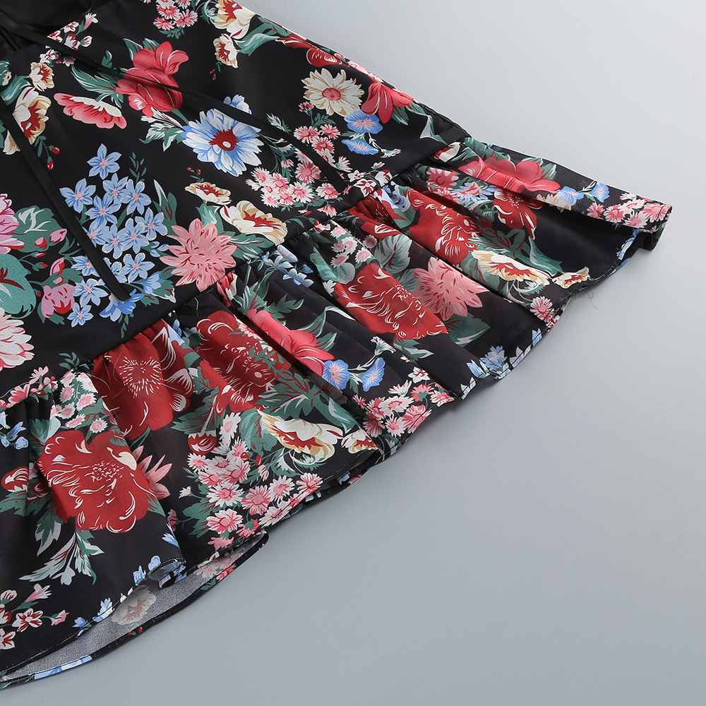 Women's Clothing Sexy Floral Print Strapless Halter Top And Cropped Mini Skirt Set Women's Cake Skirt Fashion Party Wear_ecoleips.com
