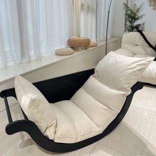 Rocking Chair Recliner Banana Boat Solid Wood Single Sofa Multifunctional Living Room Home Design Retro Style Casual Rocking Chair