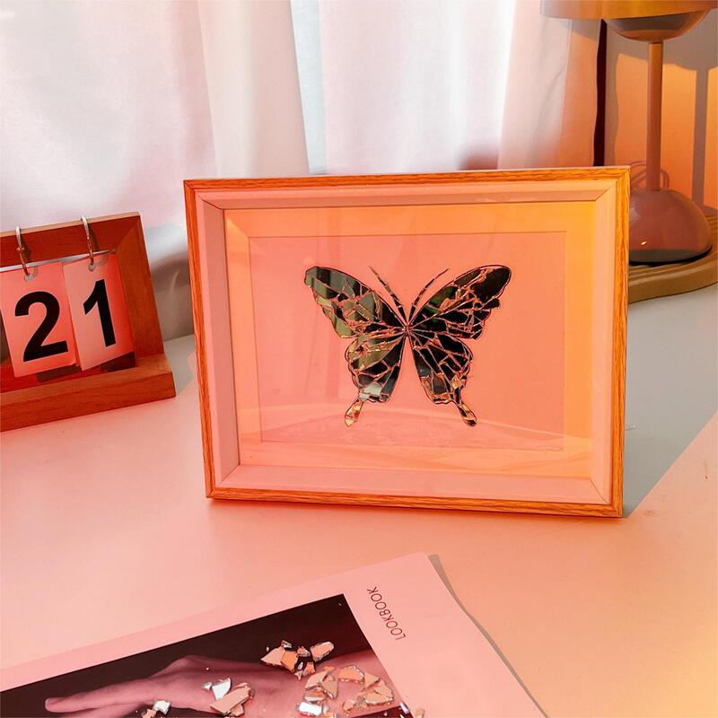 Decoration Window Broken Butterfly Mirror Dried Flower Broken Mirror with Butterfly Photo Frame Finished Product as a Gift for Your Girlfriend Decoration Window Broken Butterfly Mirror Dried Flower Broken Mirror with Butterfly Photo Frame Finished Product as a Gift for Your Girlfriend