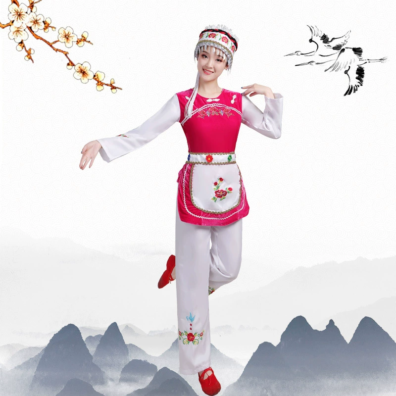 Белая этническая одежда для женщин, танцевальный костюм для взрослых с золотой цветочной вышивкой Юньнань Даля, новый мужской костюм в этническом стиле.