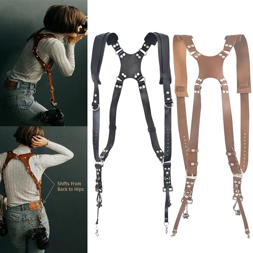 New first-layer cowhide camera shoulder strap outdoor fast-shooting photography equipment SLR camera strap photography double shoulder strap