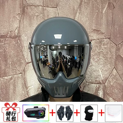 Motosiklet kaskı (dəbilqə) Seasons, with Bluetooth Function, Unisex - cement-gray-silver-plated-mirror-transparent-mirror-delivered-y10-soft-wheat-m