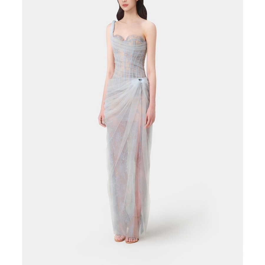 越南小众夏季新款轻纱抹胸吊带连衣裙高级感礼服盐系轻熟风网纱裙