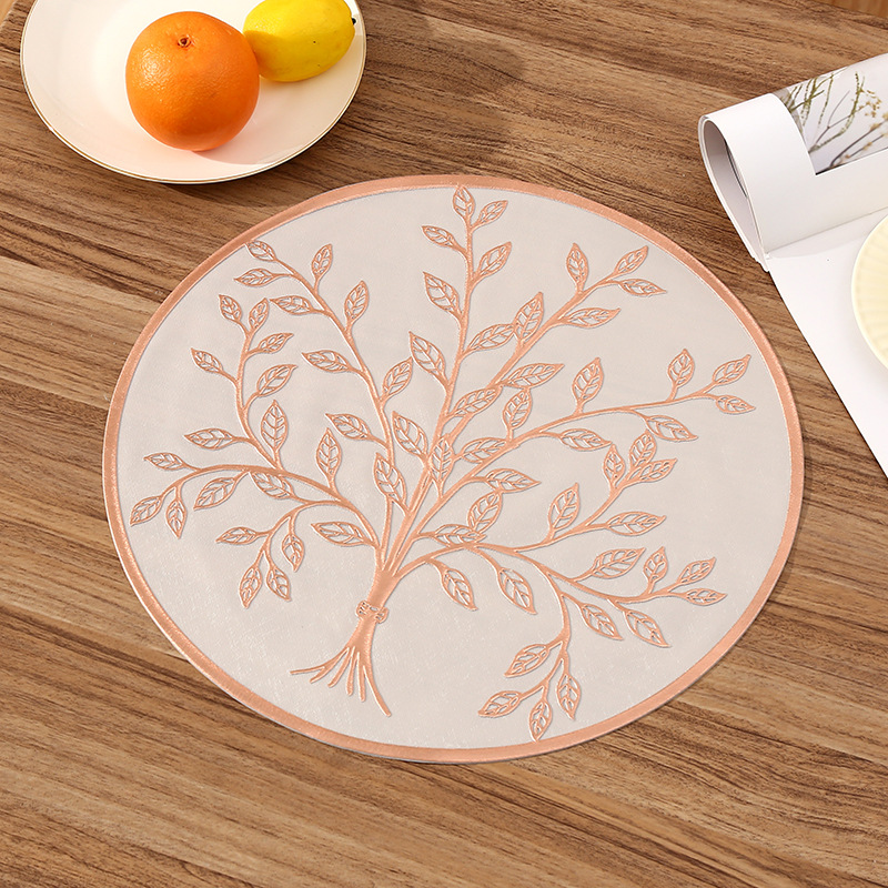 Resistente a quemaduras aislamiento térmico PVC cojín de tazas de agua redondo creativo gran árbol cojín de tazas antideslizante cojín de tazas de alta temperatura en stock