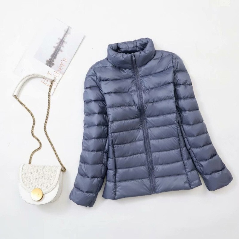 Cross-border Autumn and Winter New Korean-style Portable Light Slim-fit Women's Lightweight Short Vertical Collar Down Jacket Fashionable plus size