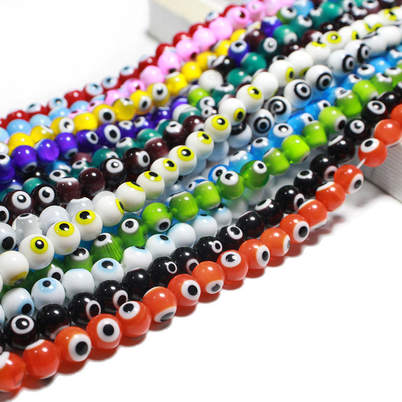 Cuentas Redondas Turcas de Ojo Turco, Cuentas de Vidrio Sueltas, Colores Surtidos, Cuentas Pequeñas, Accesorios Completos para Joyería DIY