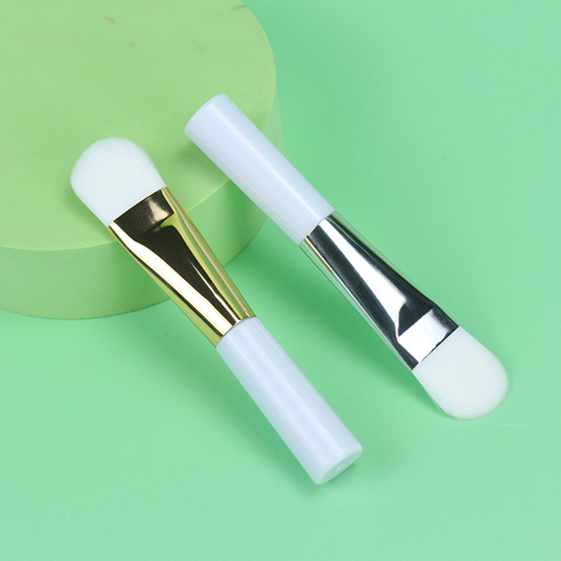 Revestimiento de pie Fundación película de barro líquido cepillo de maquillaje de doble uso mango plano portátil ultrafino pelo suave cepillo de máscara en forma de lengua