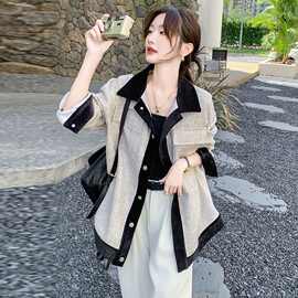 早秋新款女装小香风休闲衬衣外套女春秋2026新款宽松法式气质轻熟