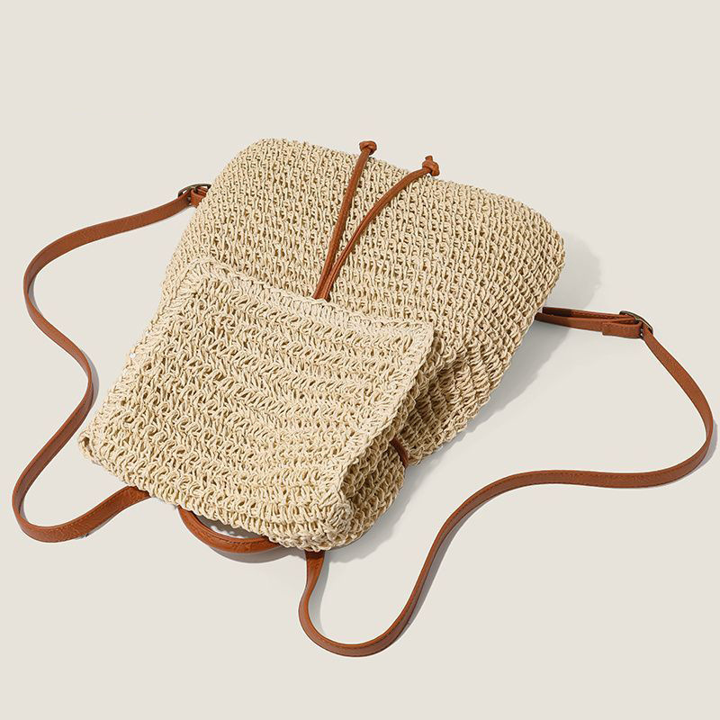 Trending Large Capacity Woven Backpack For Women 2025 New Style Seaside Vacation Beach Straw Bag Travel Backpack - Thumbnail 3