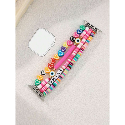 跨境外贸款Pink Heart Devil Eye Elastic Cord Bohemian Elastic|ms