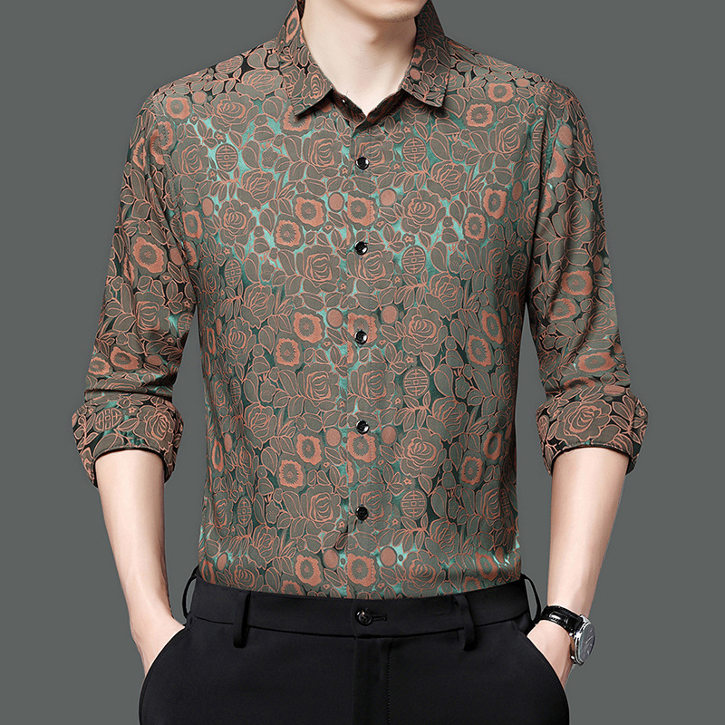 Long-Sleeved Men's Floral Shirt, Spring and Autumn Tops, Stylish and High-End Men's Clothing, Printed 2025 New Style, Turn-Down Collar Tops, Wholesale Long-Sleeved Men's Floral Shirt, Spring and Autumn Tops, Stylish and High-End Men's Clothing, Printed 2025 New Style, Turn-Down Collar Tops, Wholesale