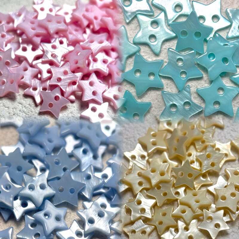 11.5mm Natural Shell Buttons in Four Colors, Premium White Star Two-Hole Cardigan Shirt Tops, Spring and Summer Cotton and Linen Decorative Buttons