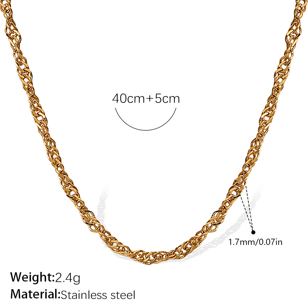 Collar versátil con cadena de hueso de serpiente estampado – cadena trenzada, chapado en oro 18K, personalidad femenina image 26