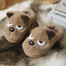 2025新款卡通小狗毛绒绒棉拖鞋亲子款室内冬季厚底动物头保暖鞋厂
