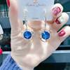 Advanced universal silver needle, blue crystal, earrings, high-quality style, silver 925 sample, diamond encrusted