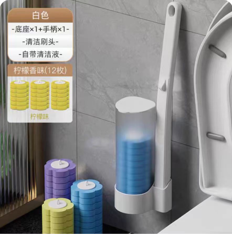 Cepillo de inodoro desechable para uso doméstico, cepillo de inodoro de mango largo sin perforaciones, sin rincones muertos, cepillo de limpieza estéril, cepillo de inodoro.