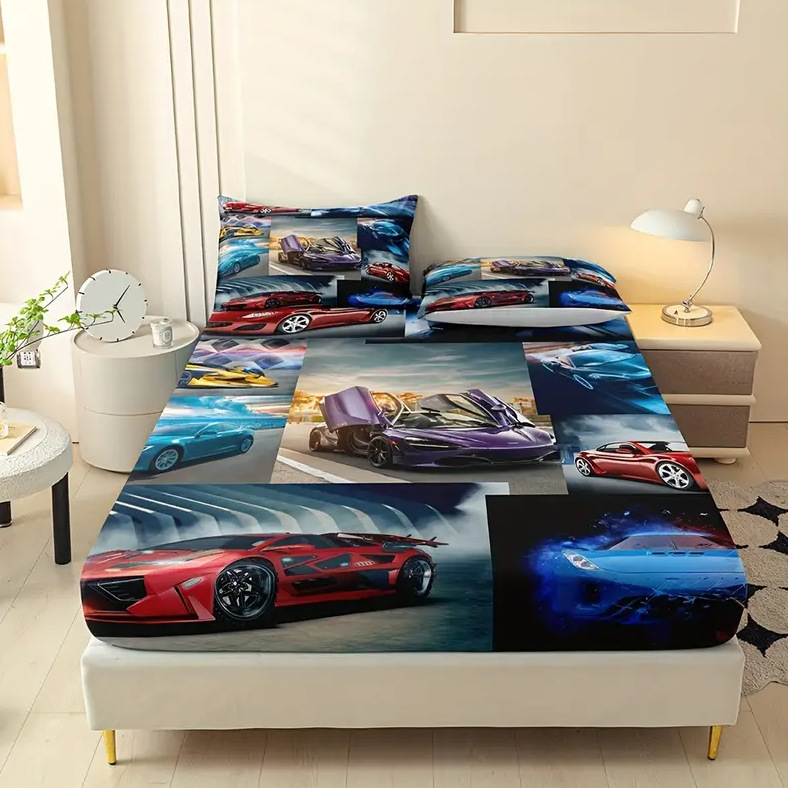 TEMU / JIT mattress mattress set cool puzzle de carreras 3D impresión digital ropa de cama para diseñar