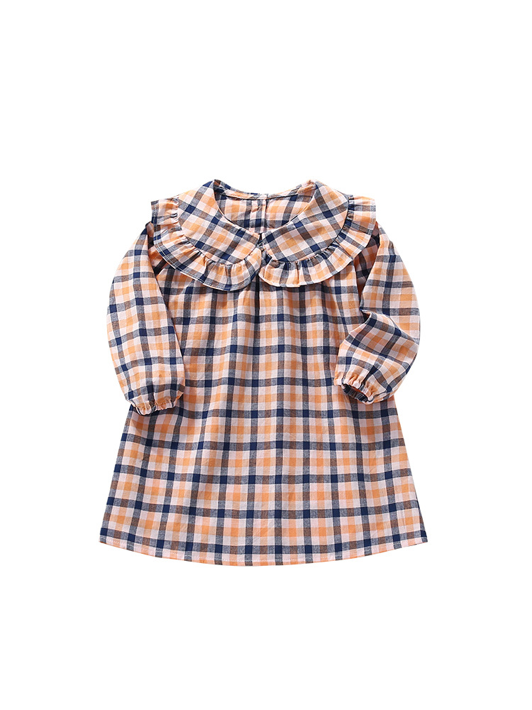 En stock malwee niñas vestido de otoño nuevo estilo europeo y americano Plaid casual manga larga princesa vestido