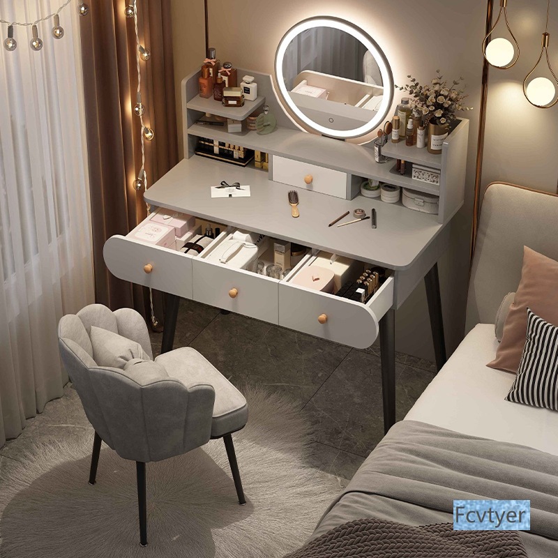 Yixinglin All-In-One Dressing Table Dressing Table Small Apartment Internet Celebrity Dressing Table Bedroom Light Luxury Modern Simple Makeup Mirror