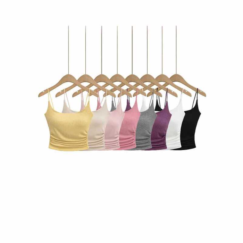 Slim-Fit Detachable Chest Pad Leather Strap Camisole for Women, Summer Short Ruched Sleeveless Tank Top