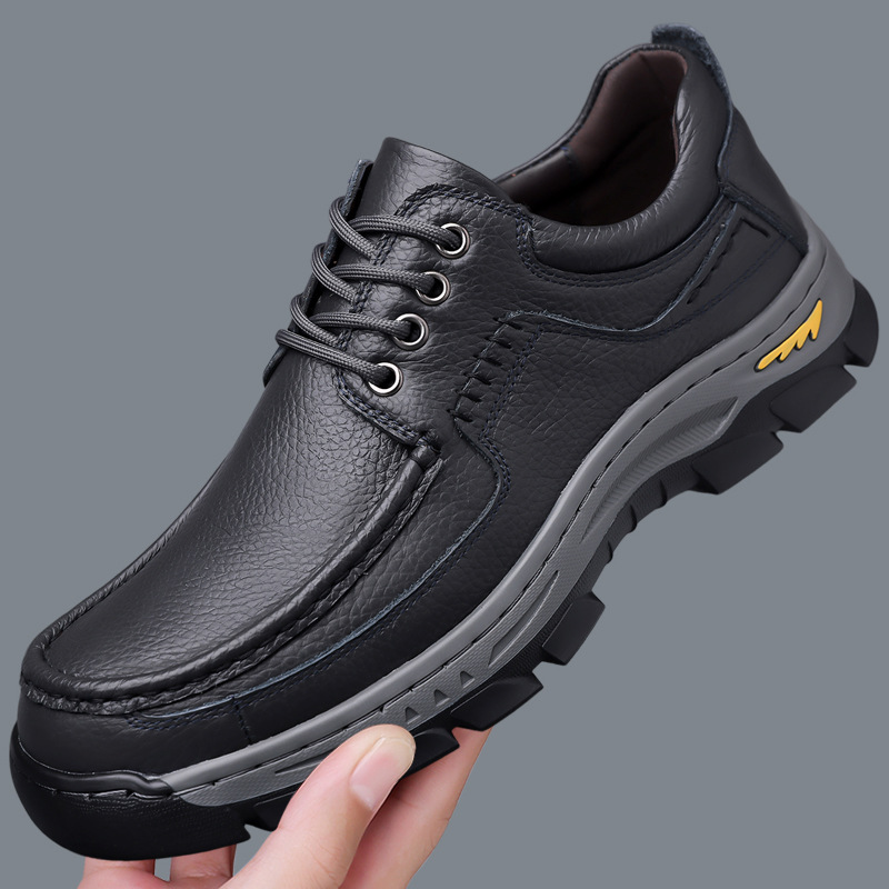 2025 primavera y verano nuevos zapatos de cuero casuales de negocios para hombres hechos a mano en línea cordón de cuero para hombres zapatos de cuero suave zapatos de cabeza redonda