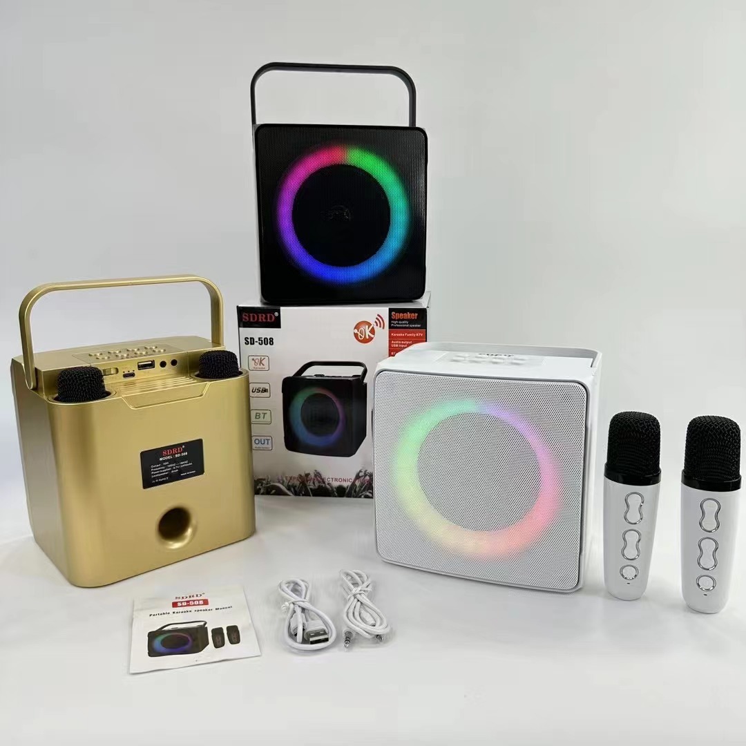 Al Aire Libre SD508 portátil inalámbrico karaoke máquina Bluetooth audio Doble micrófono inalámbrico micrófono audio en vivo
