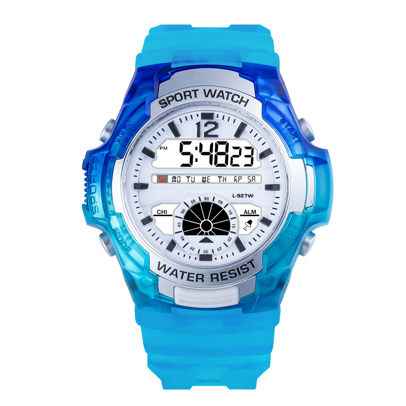 Nuevo estudiante de secundaria multi-funcional deportes al aire libre impermeable reloj electrónico camaleón gradiente transparente reloj fábrica al por mayor