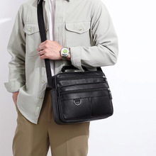 新款真皮男包商务多功能牛皮斜挎包横款大容量单肩包多隔层小挎包