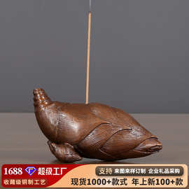 铜香炉竹笋香炉线香插茶道配件檀香炉富贵竹