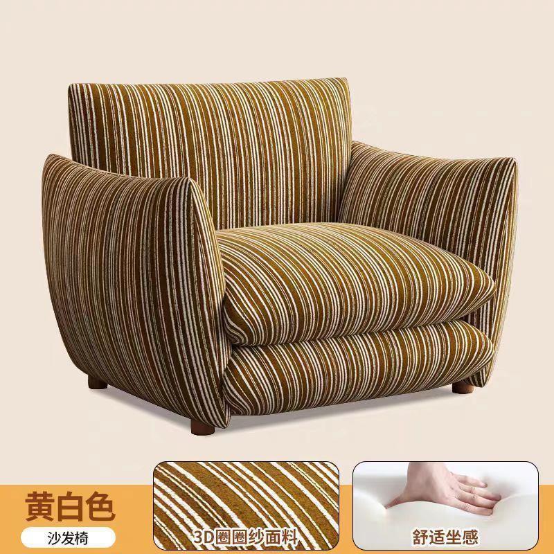 Francés relajado sofá retro sofá único sofá sala de estar dormitorio balcón relajado sillón de algodón y lino nuevo