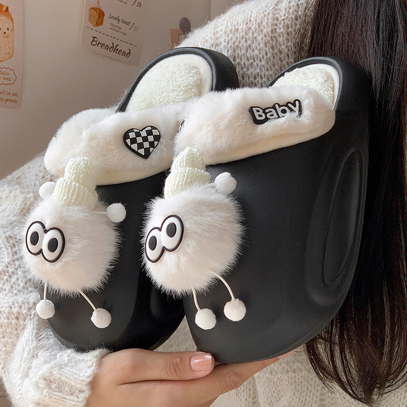 Zapatillas de algodón impermeable para mujeres 2024 nuevo otoño y invierno interior desmontable de peluche calentamiento zapatillas de lana para usar