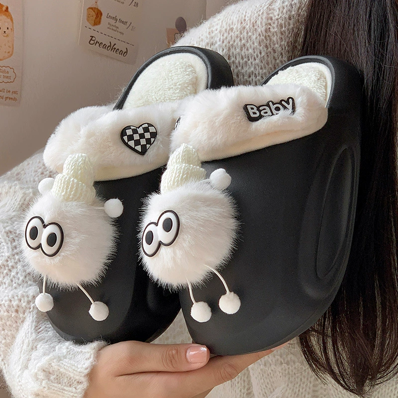 Водонепроницаемые хлопчатобумажные тапочки леди 2024 новый осенний и зимний дом в помещении съемный плюшевый теплый шерстяной тапочки для наружной одежды