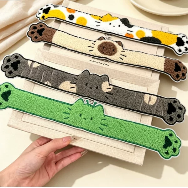 Soft and cute long cat-shaped magic tape for washing face and makeup, hair fringe and bangs sticker, cartoon cute girl headband