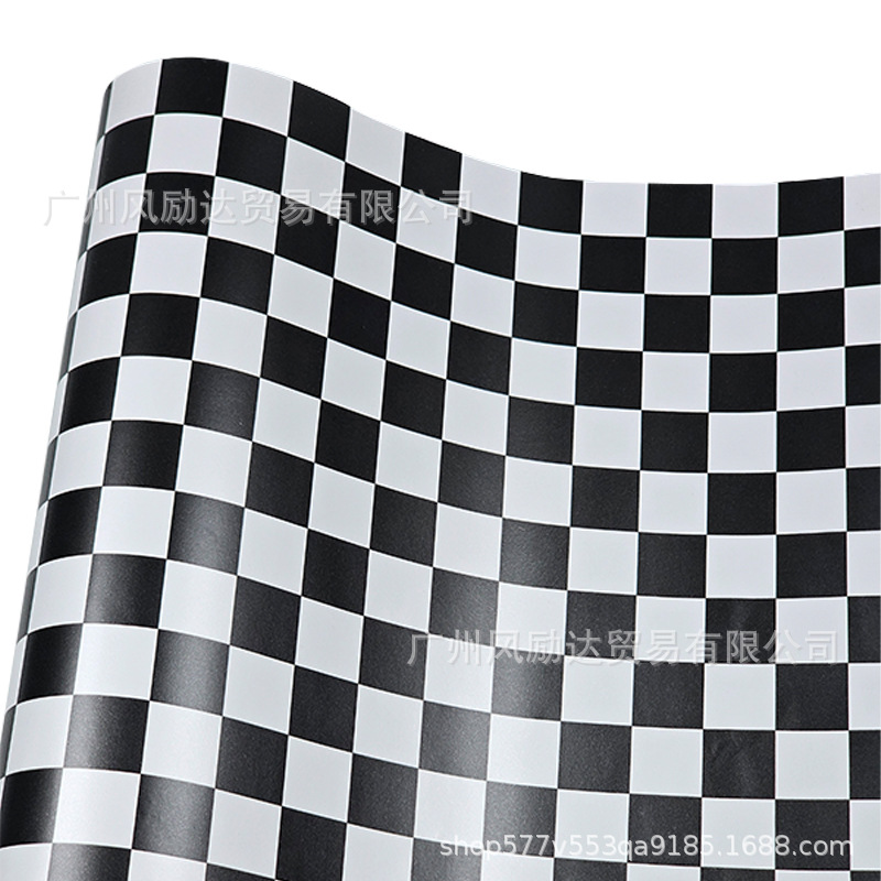 Popular Car Decals Matte Black and White Checkered Color-Changing Film Personalized Car Stickers Cartoon Graffiti Painting Film