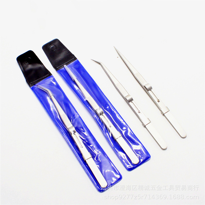 高档可调节珠宝镊子 钻石镊子 不锈钢镊子无磁红宝石钳子宝石夹子