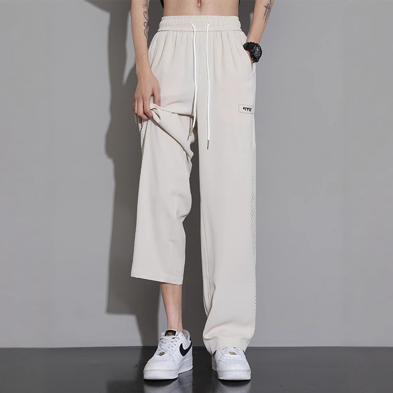 Men's silk quick dry summer thin breathable sports casual trousers