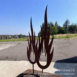 圣诞节户外花园生锈金属火焰围栏装饰摆件金属俩个火苗篱笆装饰