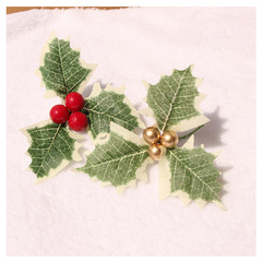 DIY クリスマス人工小さな赤い果実と 2 色の緑の葉クリスマスツリーガーランドアクセサリー枝プラグイン在庫あり