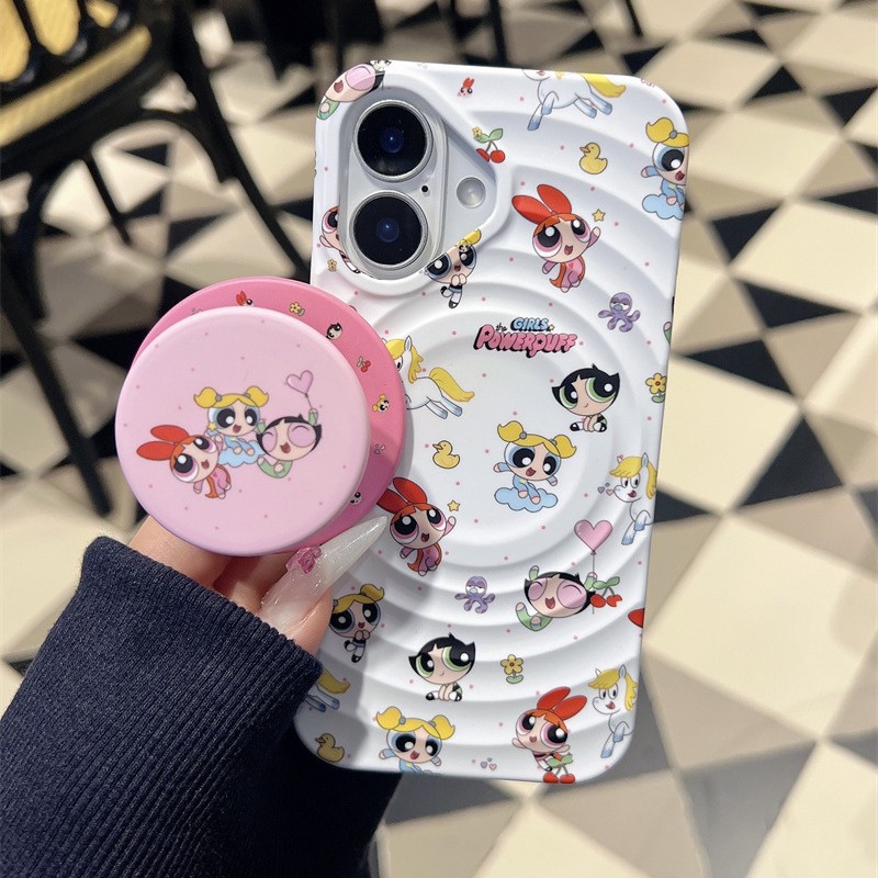 Linda niña de dibujos animados 15ProMax magnéticamente absorbente de ondas iPhone16 funda para teléfono móvil apple 14 hembra 13 duro