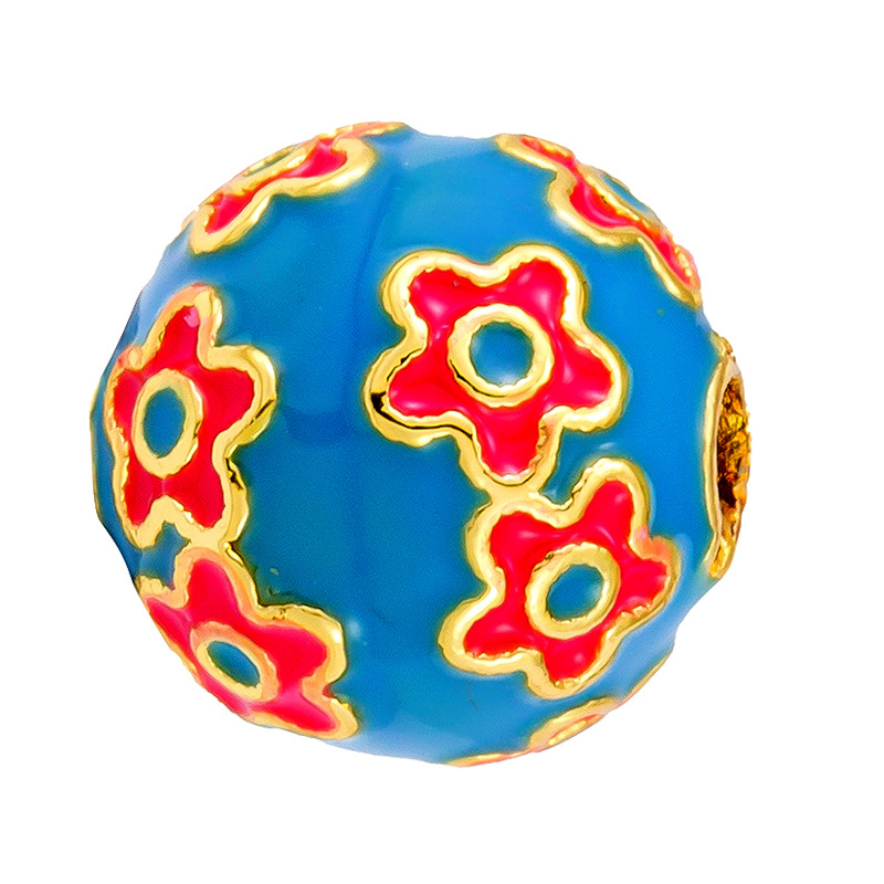 Antiguo método oro goteando aceite azul quemado colgante cuentas Dios de la riqueza atrapador de sueños flor cuentas de tambor accesorios de bricolaje joyería de transferencia