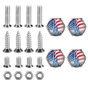 Cross-Border Exclusive Supply of American Flag License Plate Screws, License Plate Fixing Buckle, Metal Decorative Plate Buckle, License Plate Holder Anti-Screw