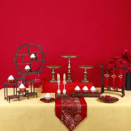 中式复古木质甜品台摆件婚礼展示架子摆台托盘婚庆装饰茶歇蛋糕台