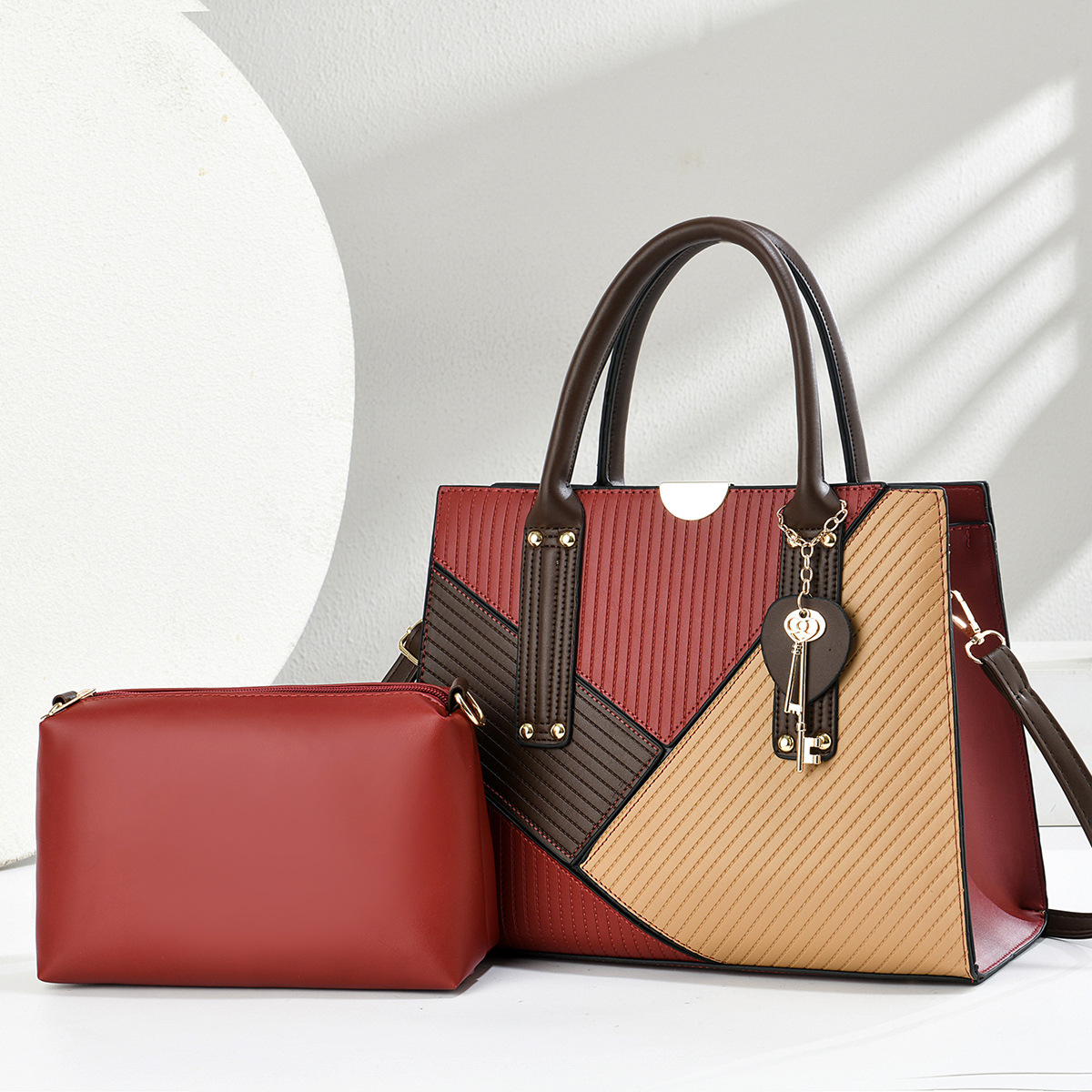 Dos piezas de paquete de bolsos de moda, bolsos de mano retro, bolsos de hombro casuales, bolsos de alta capacidad, bolsos transfronterizos