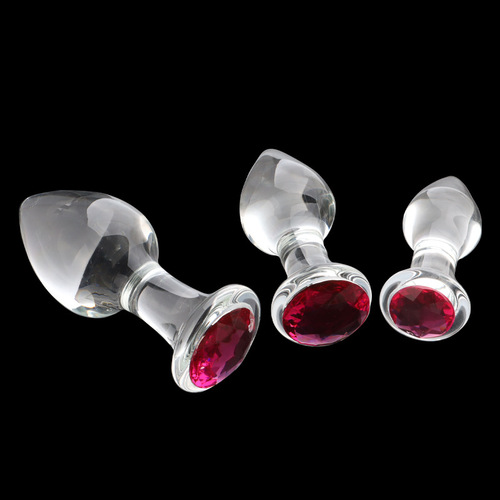 Female masturbation crystal diamond massage stick glass penis backcourt anal plug alternative toy fun