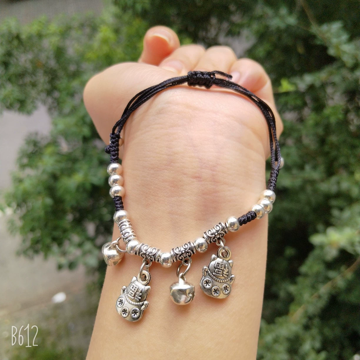 Woven Red Rope Bracelet, Miao/Tibetan Silver Alloy Charms, Ankle & Wrist, Multiple Styles