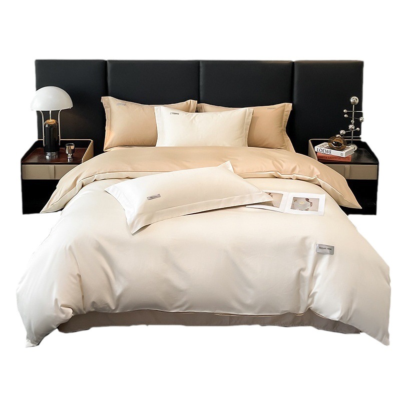 Juego de cuatro piezas de algodón de fibra larga, modelo nuevo 2024, 60 unidades, funda nórdica totalmente de algodón, estilo de sábana bajera individual, estilo de lujo ligero.