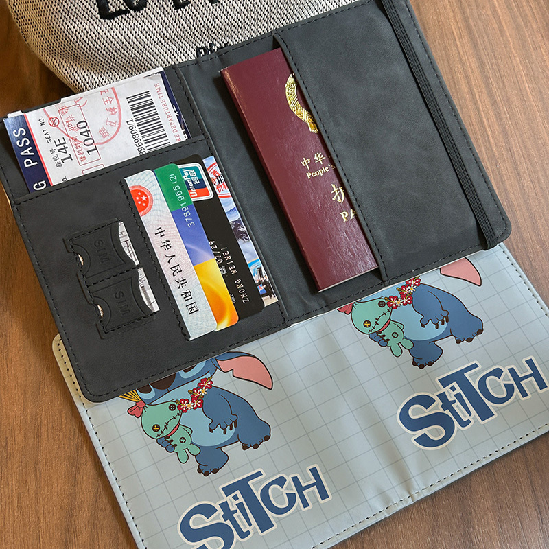 Star Baby Stitch Cartoon Pasaporte Clip Bolsa de certificados cubierta multifuncional bolsa de tarjetas para viajar al extranjero portátil