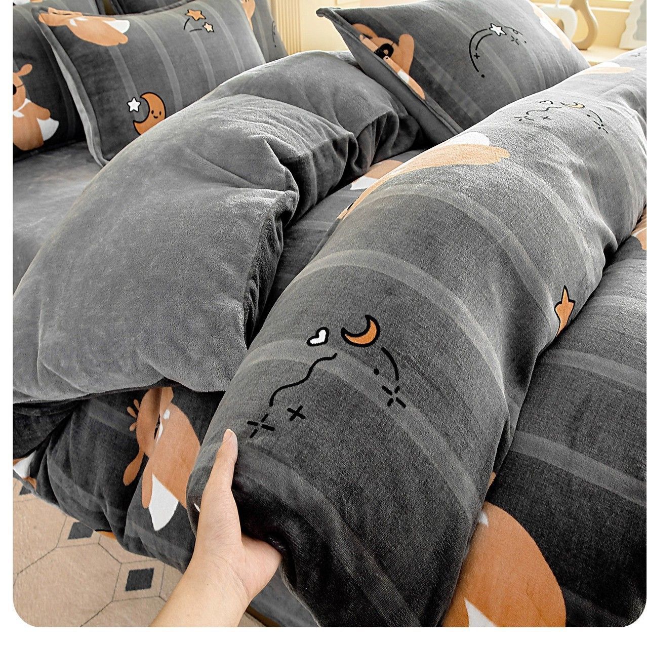 Invierno de lana de leche de lana de coral una sola pieza de lana de doble cara cubierta de lana cálida de franela de invierno para una sola persona